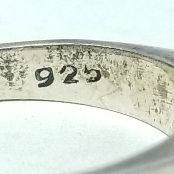 Vintage Sterling Silver Blue Inlaid Band Ring, Size 5 Band, Made in Mexico - Picture 4 of 9